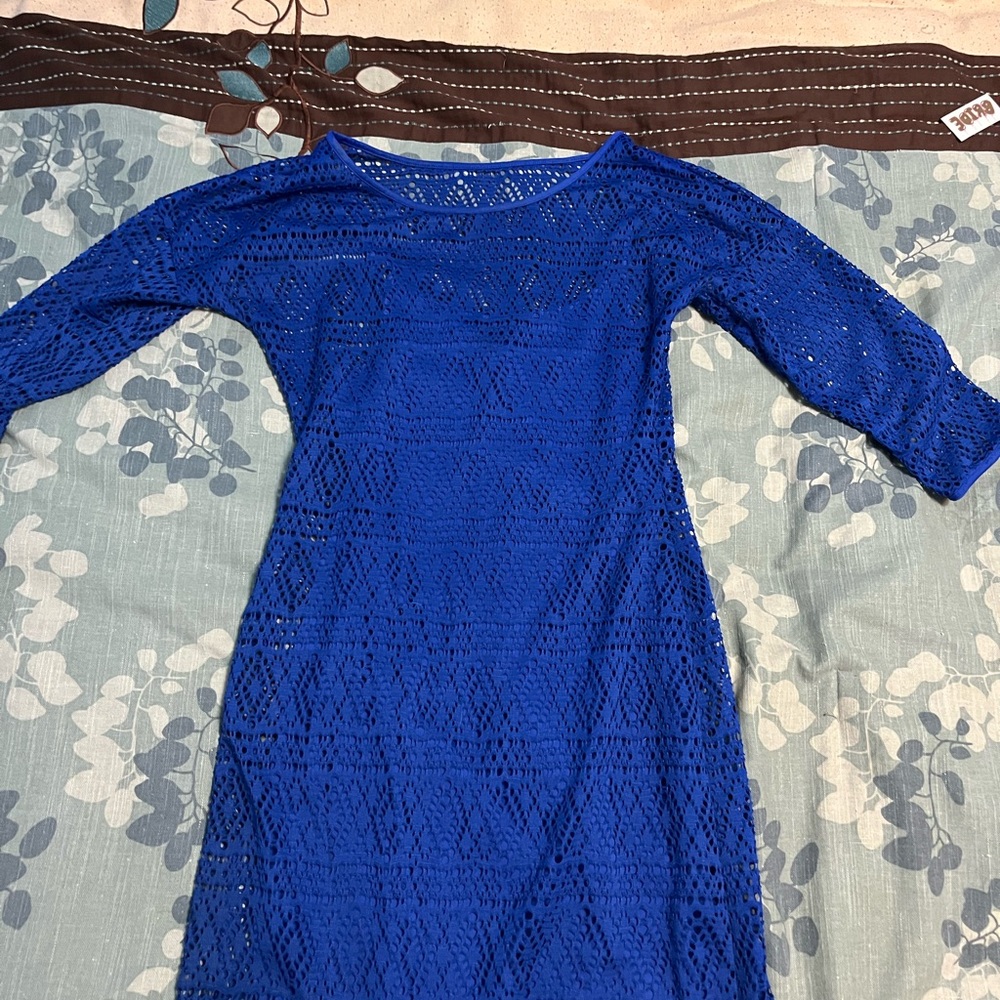 Express Blue Sheath Dress with Raglan Sleeves